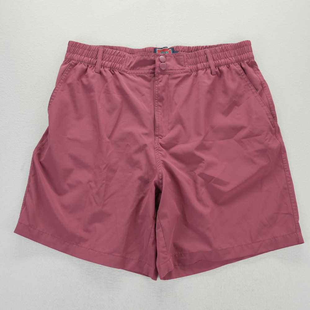 Burlebo Mens Everyday Performance Shorts Red Clay Elastic Waist Stretch Large